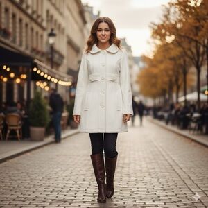 BE COOL Women Cream Pea Coat